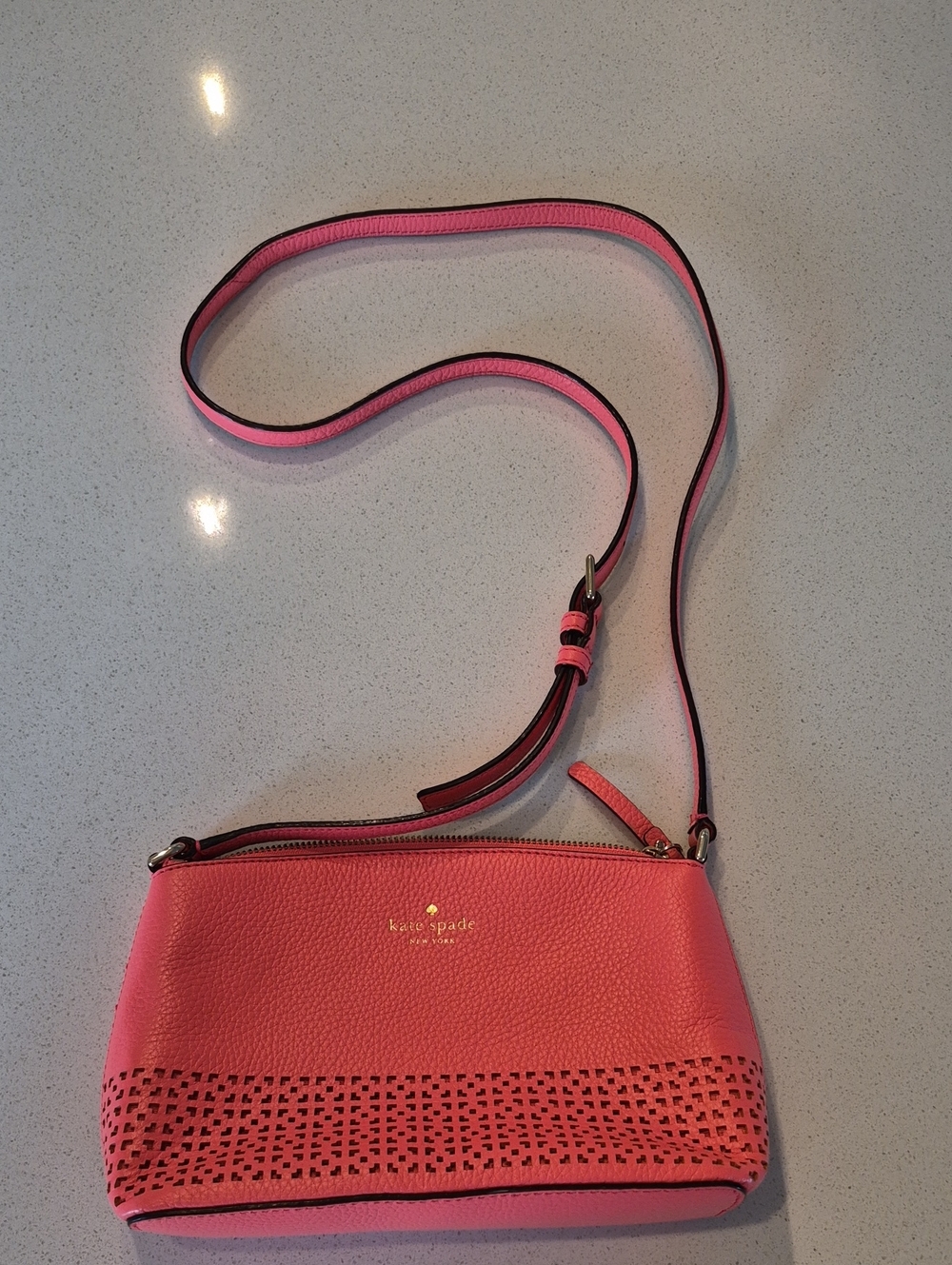 kate spade pink perforated leather crossbody
